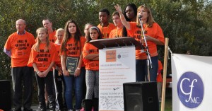 Woodrow Wilson Middle School (Middletown) students accept the 2015 Bully-Free Communities Spotlight Award